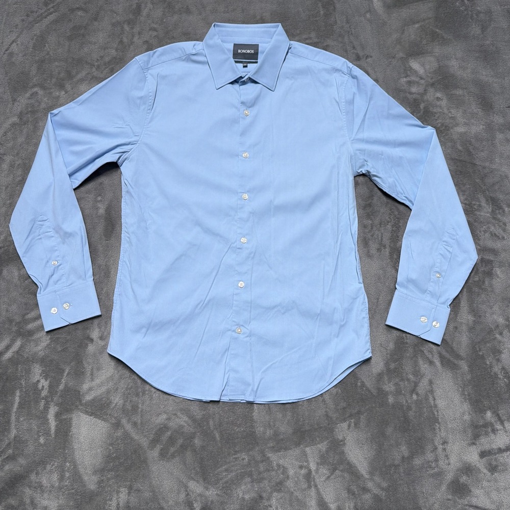 Bonobos Slim Fit Dress Shirt Mens Medium Blue Long Sleeve Nylon Stretch Business